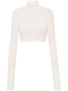 Prada haut crop à sequins - Blanc