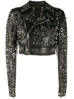 Philipp Plein veste crop à détail d'œillets - Noir