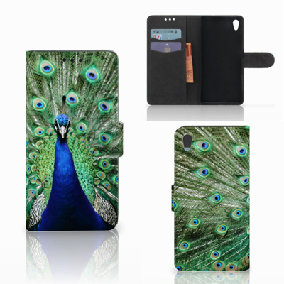 Sony Xperia Z5 | Z5 Dual Telefoonhoesje met Pasjes Pauw Sony Xperia Z5 | Z5 Dual Telefoonhoesje met Pasjes Pauw