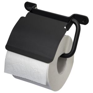 Haceka Ixi Toiletrolhouder met Klep Mat Zwart RVS 1208509