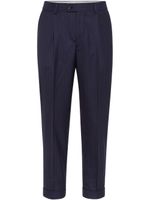 Brunello Cucinelli pantalon en laine à rayures - Bleu