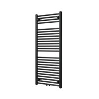 Vipera Kanza enkele handdoekradiator 50 x 120 cm elektrische verwarming mat zwart zij- en middenaansluiting 543W, weerstand inbegrepen