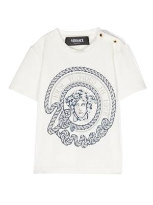 Versace Kids Medusa T-shirt van katoenblend - Wit