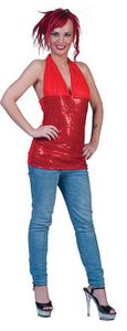 Halter topje glitter rood