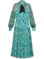 Gucci robe longue en soie à fleurs - Bleu - thumbnail