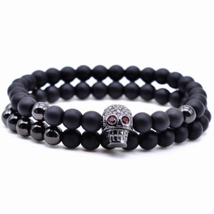 Memphis kralen armband Agaat Skull Black